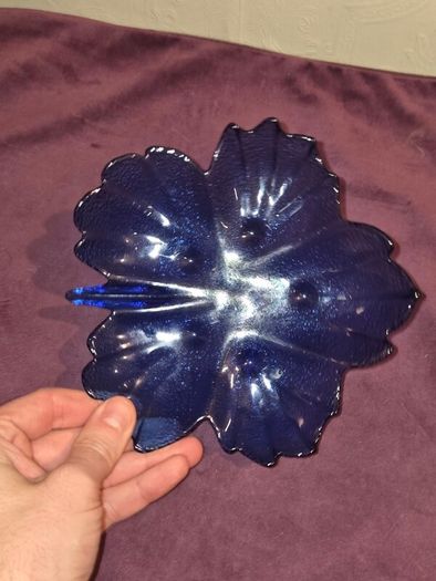Vintage Cobalt Blue Leaf Dish