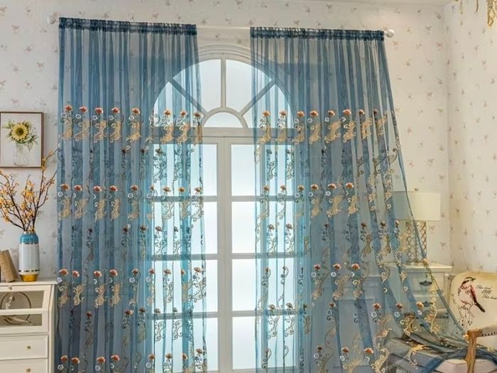 Blue Sheer Curtains (2pc)