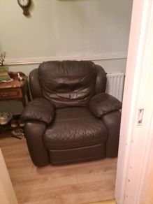 Brown Leather Reclining Armchair