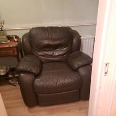 Brown Leather Reclining Armchair