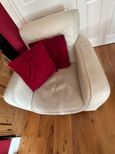 White leather Natuzzi couch set