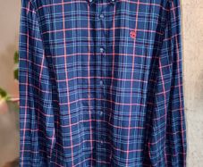 Timberland Navy Red Plaid Shirt Medium M Regular Fit