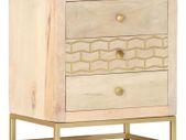 Bedside Cabinet Gold 40x30x50 cm Solid Mango Wood