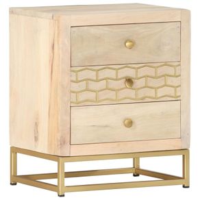 Bedside Cabinet Gold 40x30x50 cm Solid Mango Wood