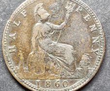 Victoria 1860 Half Penny coin