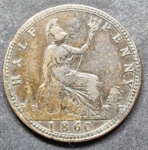 Victoria 1860 Half Penny coin
