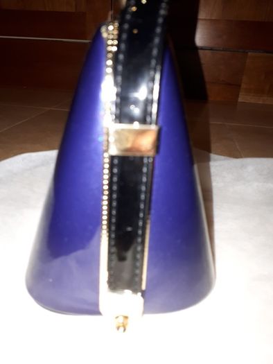 Navy Patent PEACH Handbag