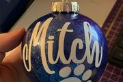 Personalised glitter pet baubles