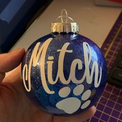 Personalised glitter pet baubles