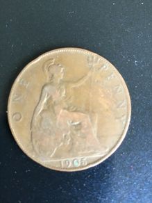 Rare 1905 English Penny coin
