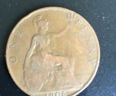 Rare 1905 English Penny coin