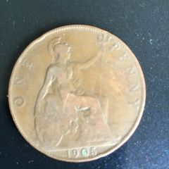 Rare 1905 English Penny coin