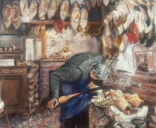 Oil Painting Of a Dutch Man Making Clogs