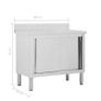 Work Table with Sliding Doors 100x50x95 cm Stainless Steel Image 8