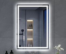 Bluetooth-Bathroom-Mirror-with-LED-Lights 700x500mm, LED-Bathroom-Mirror with Defogging Mat, 3000K-6500K, Dimmable, Memory, HD Tempered Glass, IP44 Waterproof,
