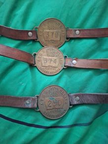 Collection of 3 Vintage Dublin Corporation Street Trader Brass Badges (#290, #374, #379)