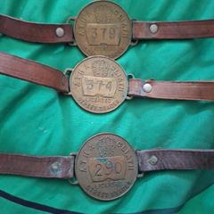 Collection of 3 Vintage Dublin Corporation Street Trader Brass Badges (#290, #374, #379)