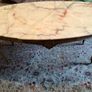 Vintage big oval marble top coffee table on metal base Image 3