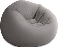 Beanless Bag Chair Inflating Furniture - Bean Bag - 1.14 m x 1.14 m x 71 cm, Grey (FREE POSTAGE)