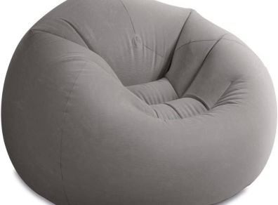 Beanless Bag Chair Inflating Furniture - Bean Bag - 1.14 m x 1.14 m x 71 cm, Grey (FREE POSTAGE)