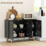 Sideboard Storage Cabinet, Modern Storage Cupboard with Adjustable Shelves and Metal Legs for Living Room, Kitchen, Dining Room, Entryway, Black Marble Tone Image 4