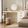 Computer Desk with Drawers 120 x 48 cm Office Storage Headphone for Small Spaces Reversible Study Table Home White Image 7