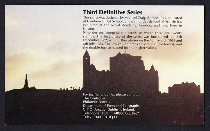 1982-90 Ireland Third (Sixth per Hibernian) Definitive Series Irish Architecture Low Values Presentation Pack includes stamps Mint Never Hinged (MNH)