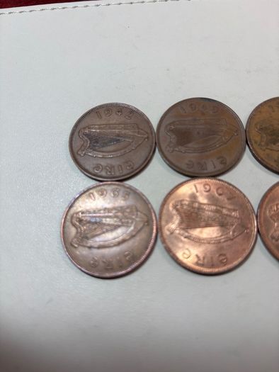 6 Irish one pence coins