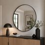 Black Round Wall Mirror 76 cm Modern Bathroom Mirror Aluminium Frame Vanity Hallway Bedroom Living Room Image 2
