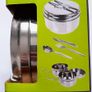 Summit Stainless Steel Tiffin Cookset 6pc Set with Handle Army Camping Hiking Fishing Hunting Travel Backpacking Picnic Cooking Cookware Outdoor Image 3