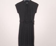 Banana Republic Black Belted Cap Sleeve 100% Wool Workwear Sheath Dress Size S