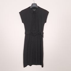 Banana Republic Black Belted Cap Sleeve 100% Wool Workwear Sheath Dress Size S