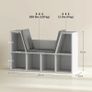 Bookshelf with Seat, 6 Compartments, Padded, 105 x 30 x 63 cm, White Image 2