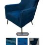 Navy Blue Velvet Armchair Image 7