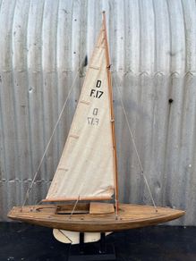 Antique Pond Yacht and stand with origional rigging c1930