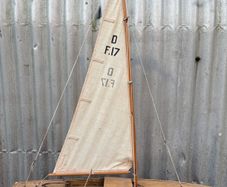 Antique Pond Yacht and stand with origional rigging c1930
