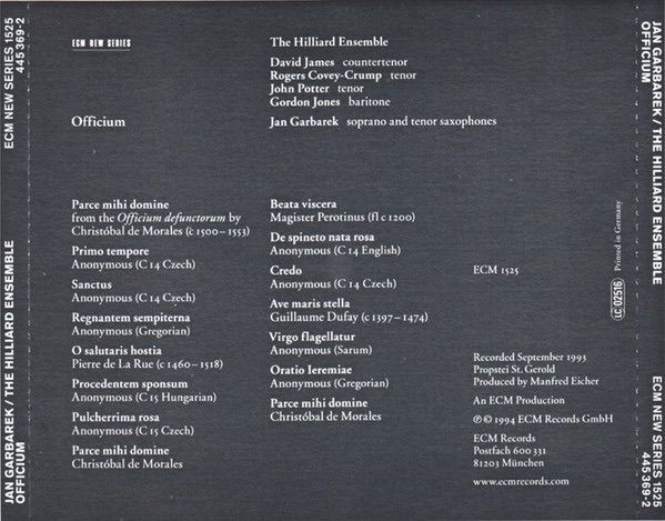 Jan Garbarek / The Hilliard Ensemble  |  Officium
