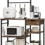 Microwave Oven Rack, 90cm Large Microwave Oven Kitchen Rack with 2 Height-Adjustable and Removable Shelves, High Load-Bearing Design, Drawers, 10 S-Hooks, Kitchen Shelf, Kitchen Storage Image 5