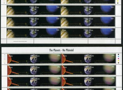 2007 Ireland The Planets (Jupiter, Neptune, Saturn & Uranus) Commemorative Stamps Sheetlets Plate 1B1B1B1B Mint Never Hinged (MNH)