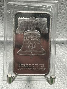 1oz Fine 999 Silver Bullion Liberty Bell Bar.
