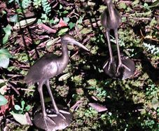 Stunning Pair Of Bronzed Metal Water Cranes