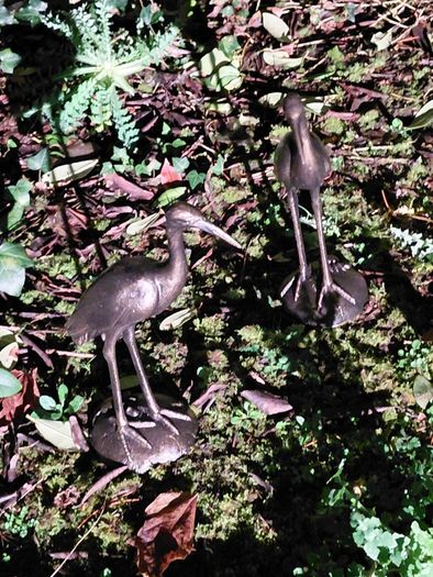 Stunning Pair Of Bronzed Metal Water Cranes