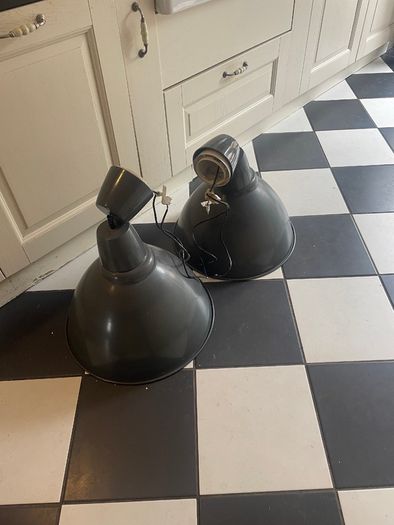 TWO Pendant Lights Ikea  -grey Large 50cm With Bulbs