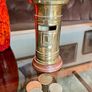 Vintage Novelty Post Office Box Money Box Brass With Wooden Base Image 2