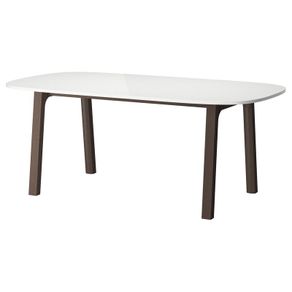 White and brown kitchen table + 4 chars and covers