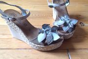 BN Size 37 (4) Wedge Sandals Brown / Turquoise