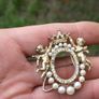 Vintage Brooch 2 Cherubs supporting Crown crystals and pearls - Photo frame Image 2