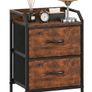 Bedside Table with 2 Storage Fabric Drawers Image 9
