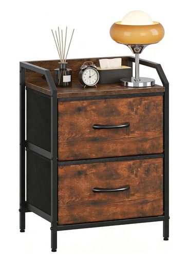 Bedside Table with 2 Storage Fabric Drawers