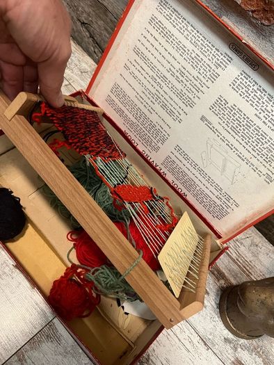 vintage wool weaving loom